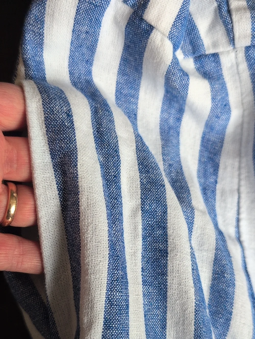 Old Navy, Navy and White Striped Sleeveless Linen Dress With Pockets - Picture 9 of 9